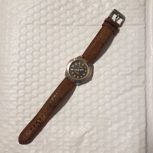 Vintage Nautica Unisex Genuine Leather & Stainless Steel Watch